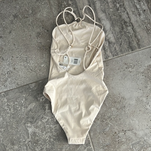 Jonathan Simkhai Shea Macramé One Piece Swimsuit in Ceramic, Size S New w/Tag - Picture 5 of 7